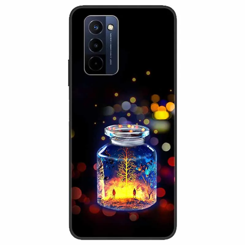Stylish Black TPU Soft Silicone Bumper Case with Cartoon Flowers and Animals Design