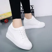 2024 White Hidden Slope Heel Casual Sports Shoes Women's Spring Sports Shoes High Platform High Heel Vulcanized Shoes 2