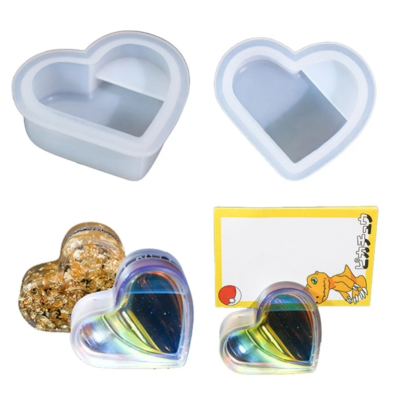 

N58F Business Card Resin Holder Mold Card Storage Silicone Mold DIY Decorative Crafts Mold 3D Heart Epoxy Resin Casting Mold
