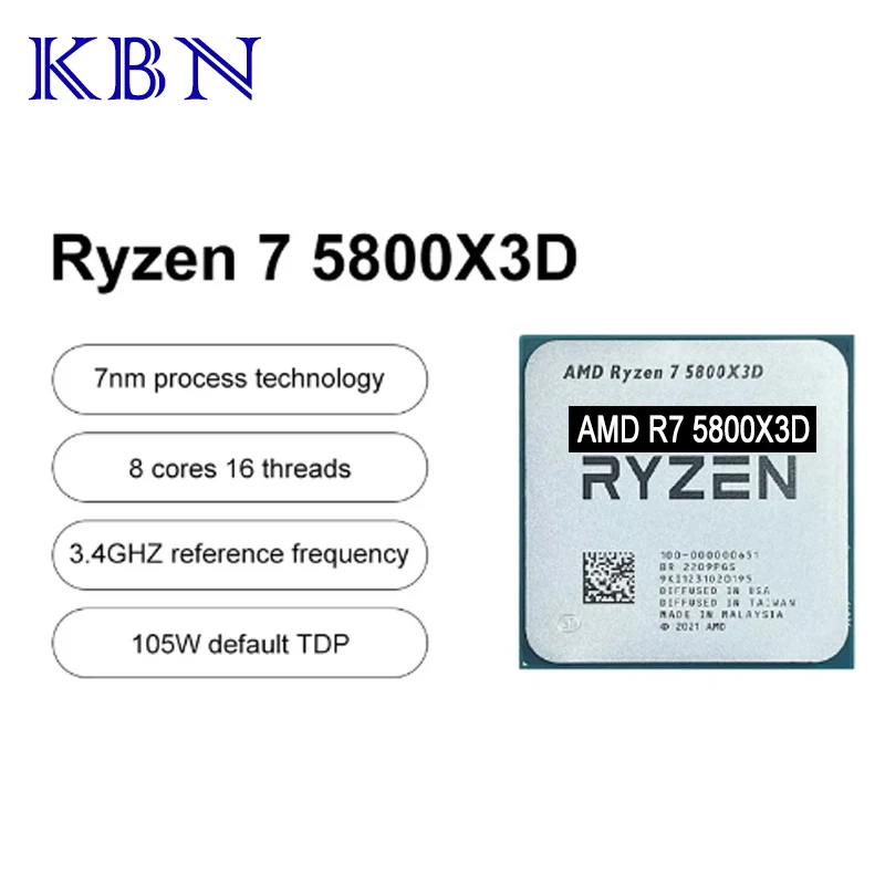 Amd Nuovo Ryzen 7 5800 X3D R7 5800 X3D 3.4Ghz 8 Core 16 Thread Processore Cpu 7Nm L3 = 96M 100-000000651 Amd Am4 Gaming Processador