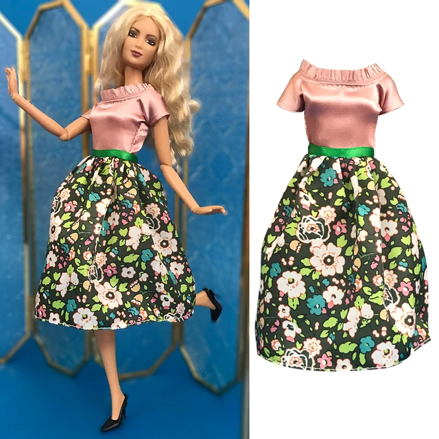 1 conjunto rosa vestido de festa roupas para barbie boneca puff manga saia  magro vestido feito à mão roupa para 1/6 fr dollhoues brinquedos -  AliExpress