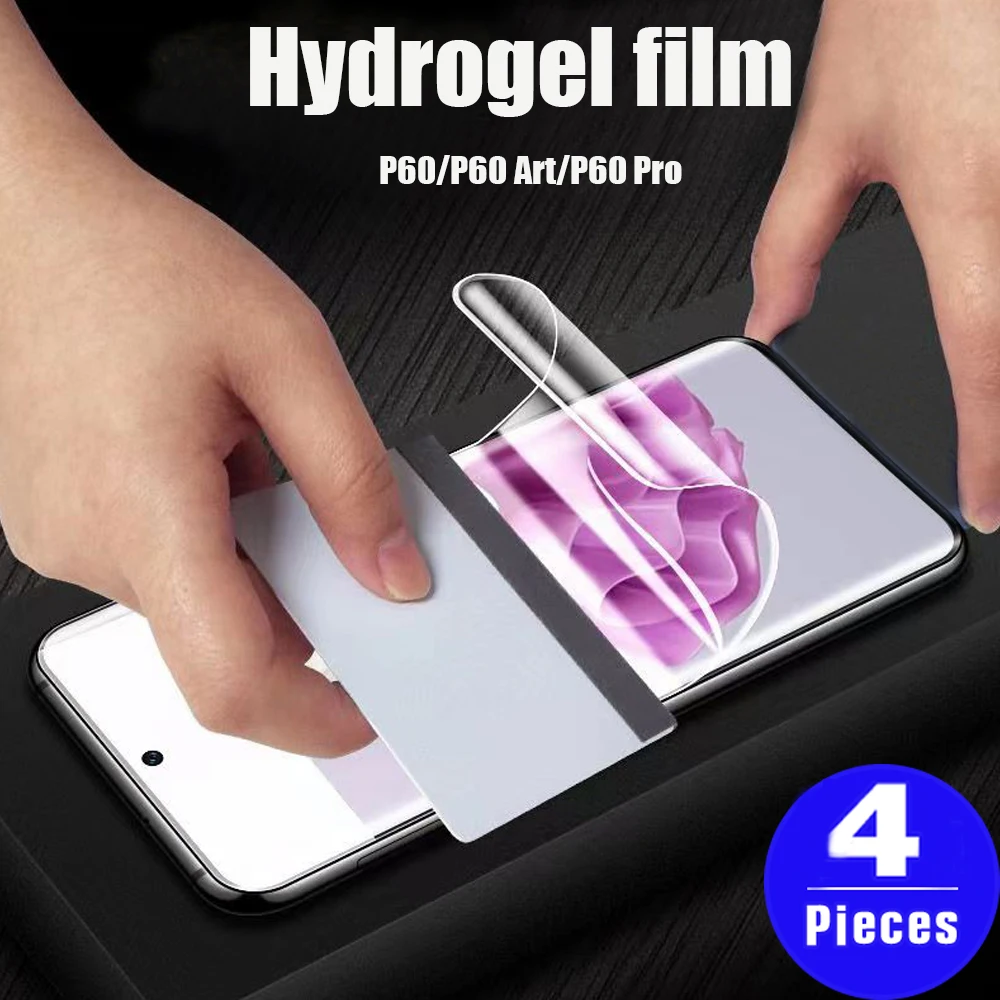 

4Pcs 9D hydrogel film For Huawei P60 Art P50 P40 pro plus P30 lite E P50E Not Glass screen protector protective film Smartphone