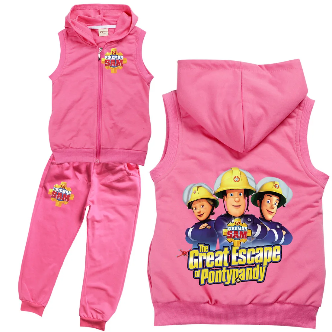 

Толстовка с капюшоном Fireman Sam, Детская куртка на молнии без рукавов + штаны для бега, комплект из 2 предметов, эксклюзивная одежда для маленьки...