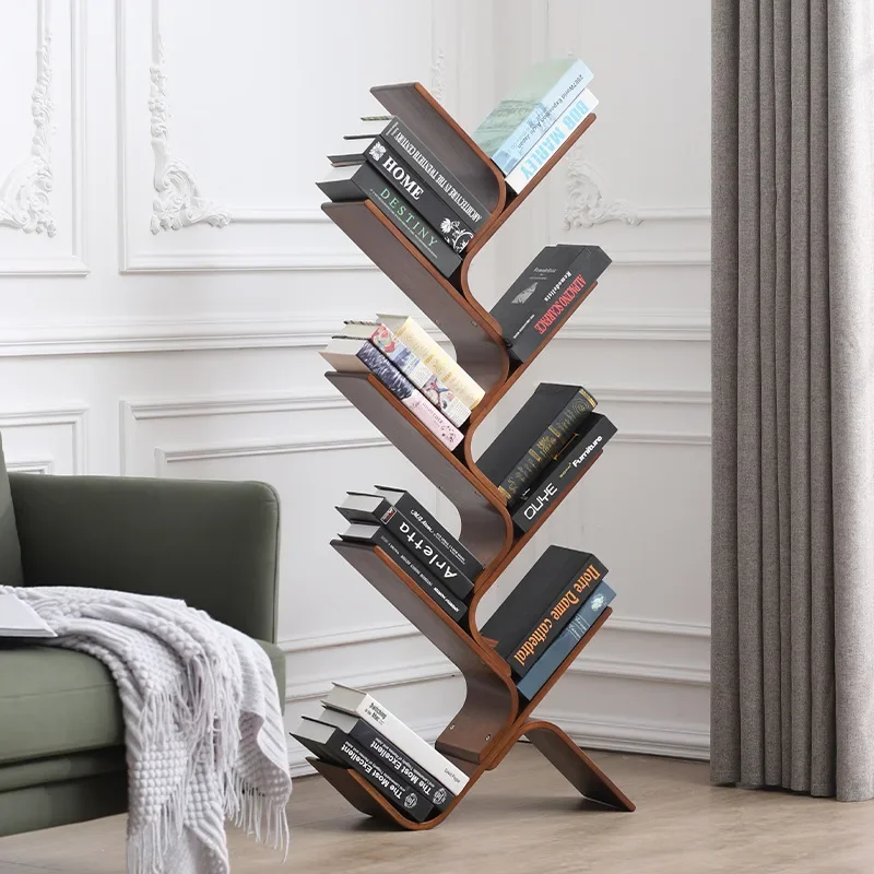 Creative Tree-shaped Bookshelf Floor-standing Solid Wood Magazine Book Shelf Living Room Bookcase Home Bedside Storage Shelf
