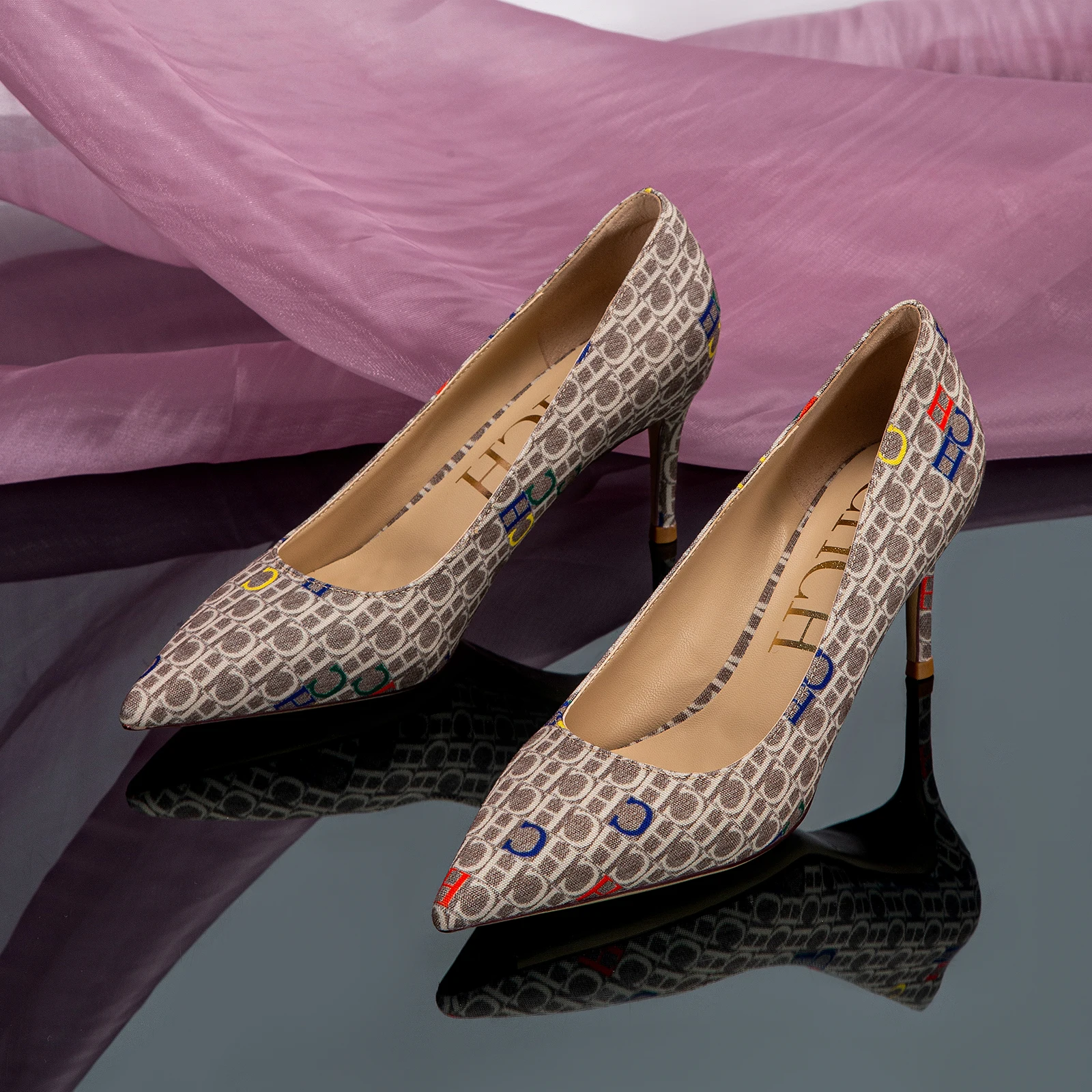 أحذية عمل مدببة من قماش CHCH للنساء ، كعب عالي ، ج...