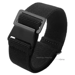 Universal Nylon Sport Watch Strap - Elastic Fabric Wristband - 18mm (Black - black buckle)