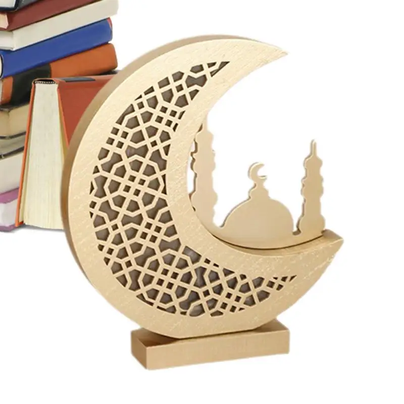 

Eid светодиодный деревянная лампа, деревянная лампа с украшением, луна Eid, украшение, луна, лампа для спальни, гостиной, полки, кабинета