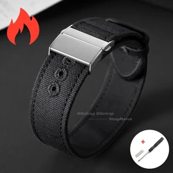Premium Nylon Weave Watch Strap with Metal Folding Buckle - Soft Sport Band Accessories - 22mm (Black)