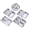 Practical  Food Plate BPA Free 2/3/4/5/6 Grids Thicken Divided Plate Easy Clean Rustproof Dinner Plate for School 4