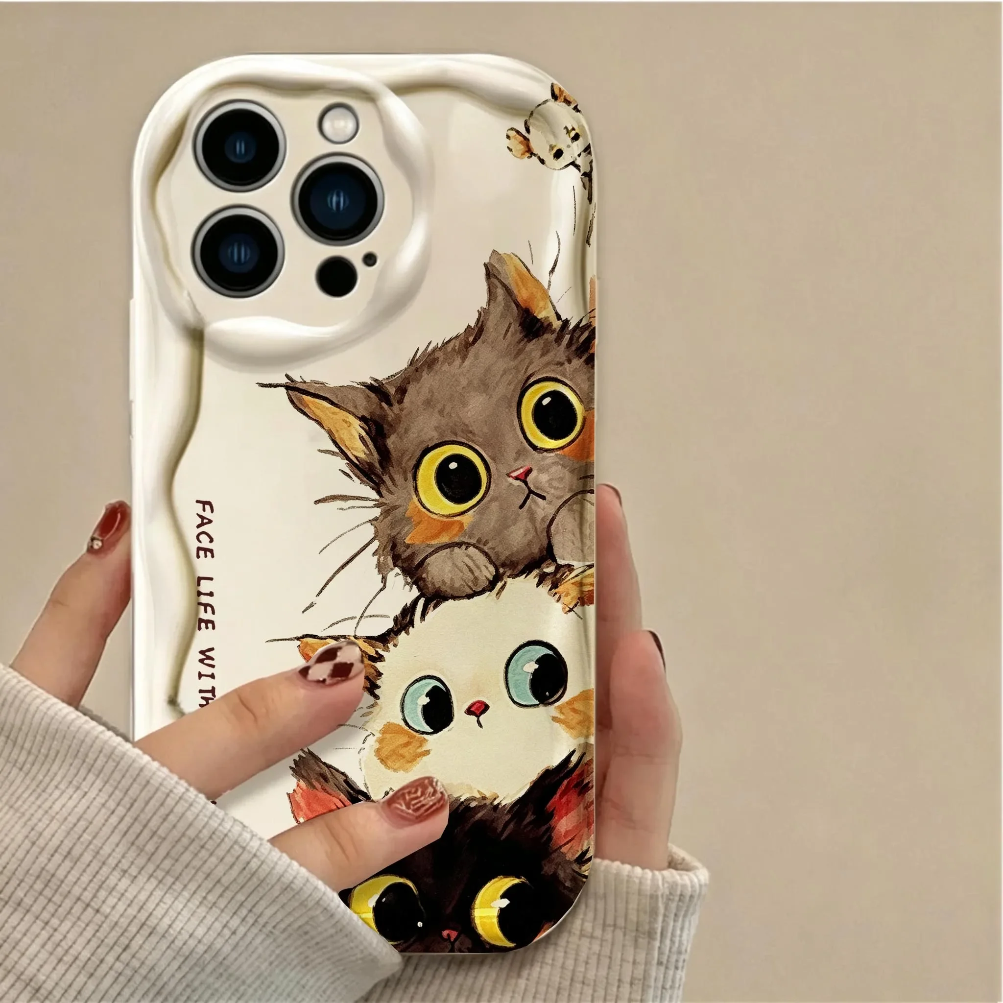 Adorable Plush Bow Tie Bear Cat Phone Case