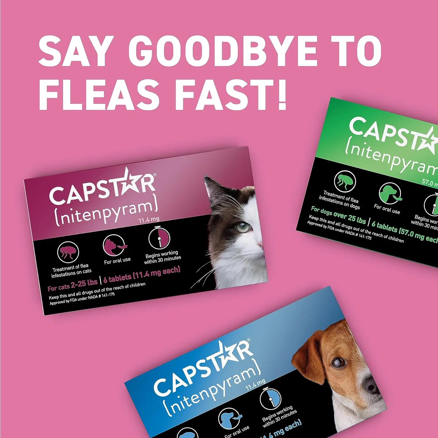 Oral Flea Treatment for Cats (2-25 lbs), Fast Acting, 12 Tablets