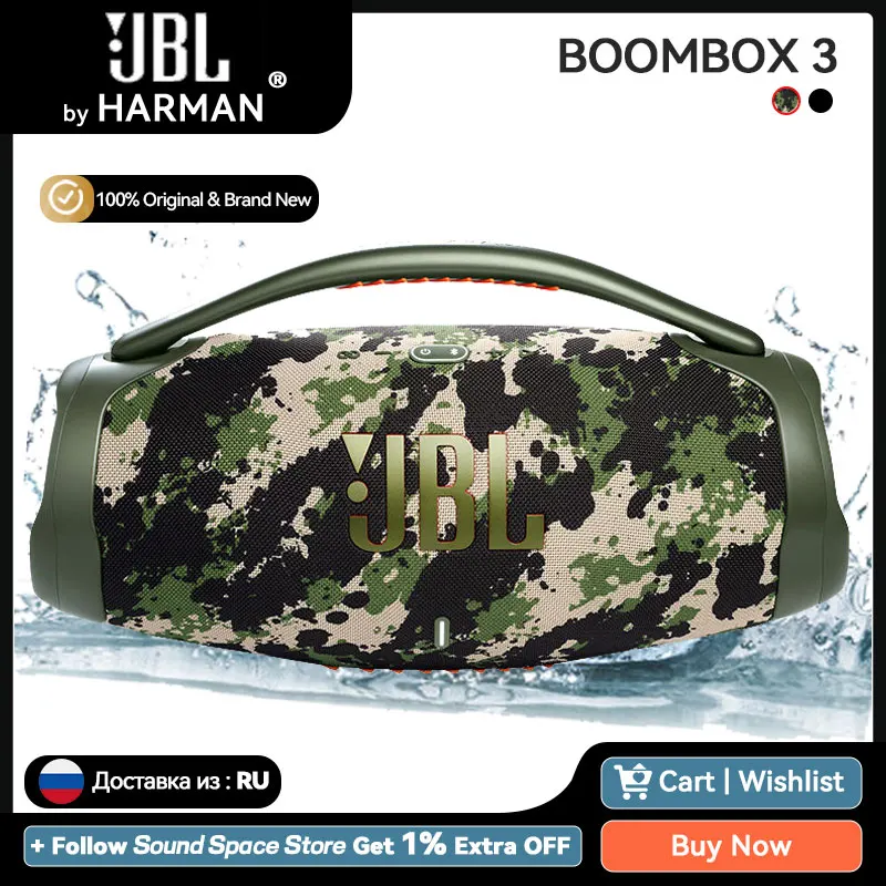 JBL BOOMBOX3 Alto falante Bluetooth portátil, IP67 Speaker, Suporte Partyboost, HiFi, 100