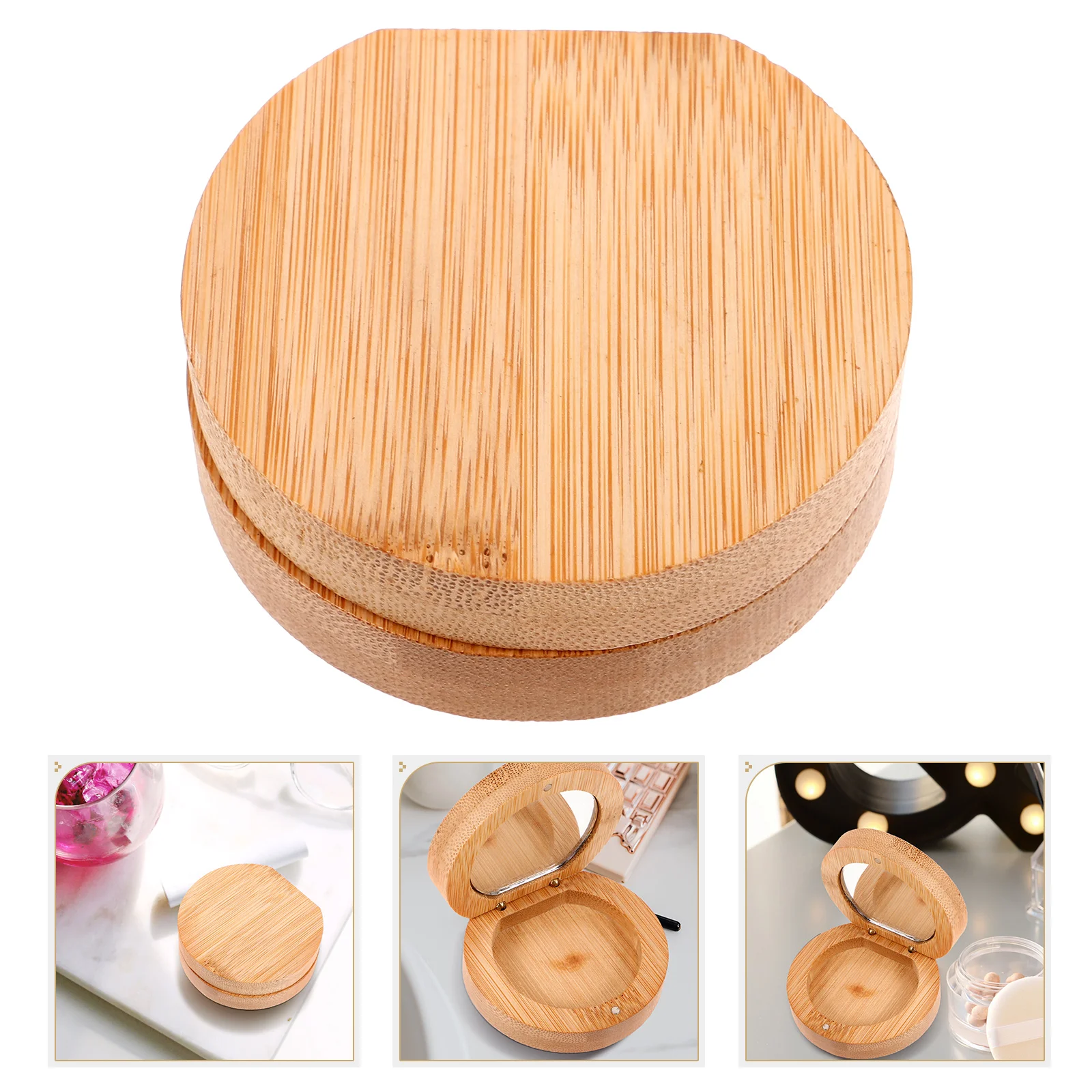 

Bamboo Mirror Portable Makeup Compact Small Travel Size Silver for Purse Pocket