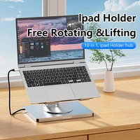 Blueendless Aluminum ipad Holder 10 in 1 docking C hub 4K 60Hz Type C Adapter USB3.0 5Gbps 100W PD Charger For Laptop desktop 2