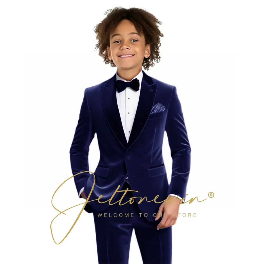 Abito da Compleanno per Bambini, Completo in Velluto Bordeaux con Giacca e Pantaloni per Bambini, Abbigliamento per Cerimonie e Feste - immagine 4