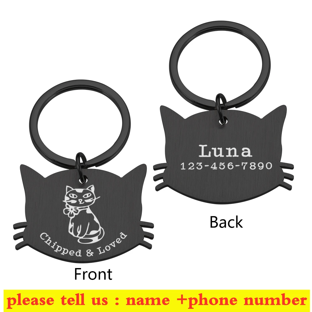 Personalized Plate Pet Tag Cat Dogs Collar Accessories Medal Free Engraving Kitten Puppy Name Engraved Lettering Cat face Badge 