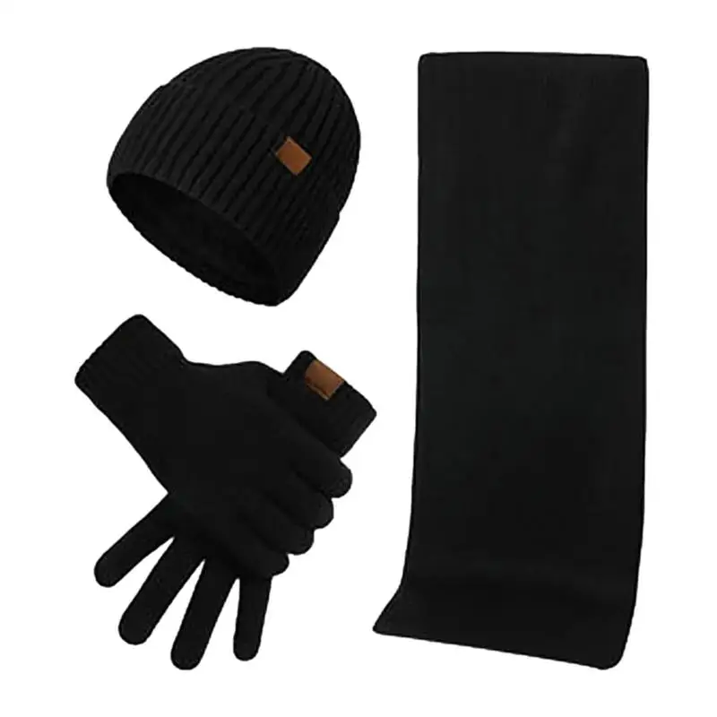 

Зимние шапки и перчатки, теплая вязаная шапка для женщин, удобная утолщенная шапка, дружественная для кожи, набор теплых перчаток для шеи, эластичный зимний шарф