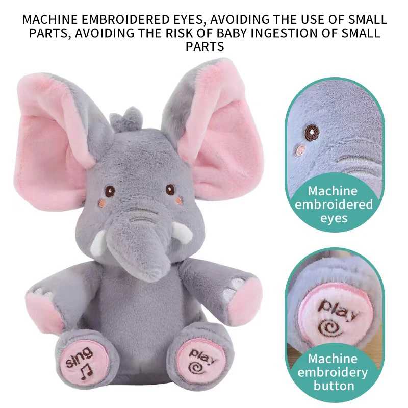 Animated Elephant Toys Plush Singing Elephant with Ears Moving Electric Plush Toy Cute Elephant Stuffed Animal Toy for Baby Gift 3