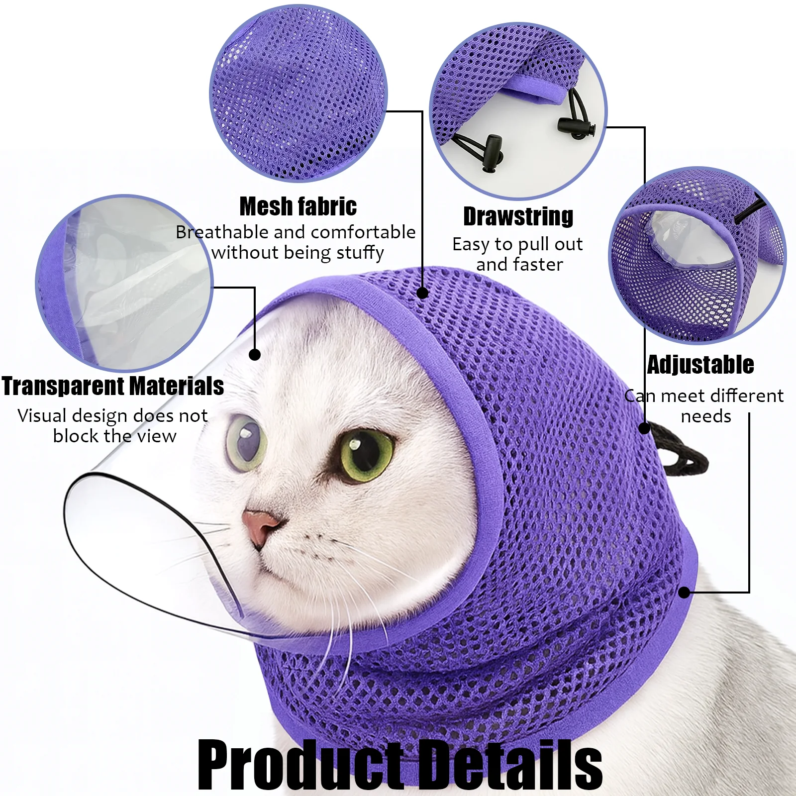 Masque réutilisable en tissu violet porté par un mannequin, protection quotidienne lavable taille S/M