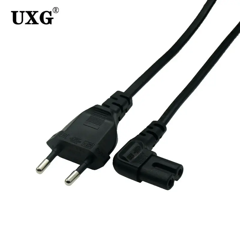 

90 Degree EU Power Cable 2pin IEC320 C7 Extension Cord For Dell Laptop Charger Canon Epson Printer Radio Speaker PS4 XBOX One S