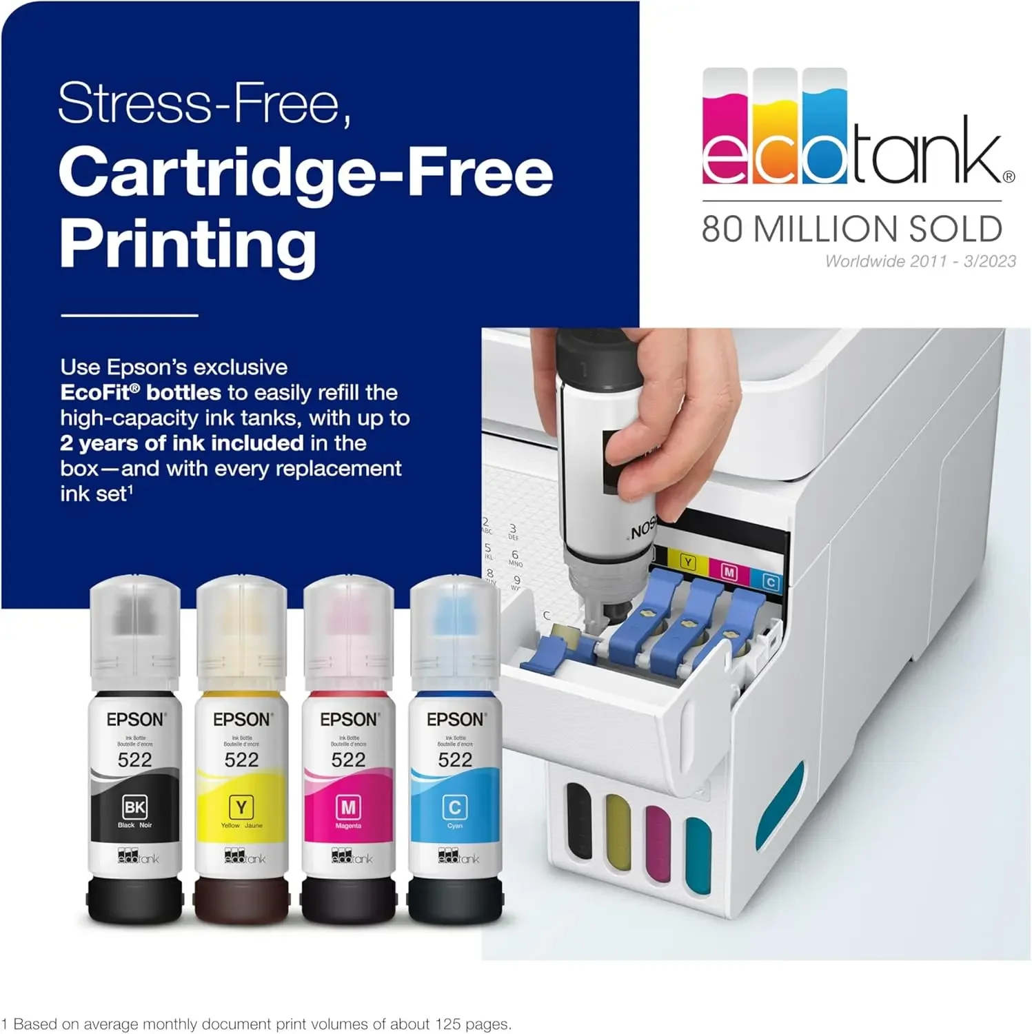 EcoTank ET-4800 Wireless All-in-One Cartridge-Free Supertank Printer with Scanner, Copier, Fax, ADF and Ethernet, White 3