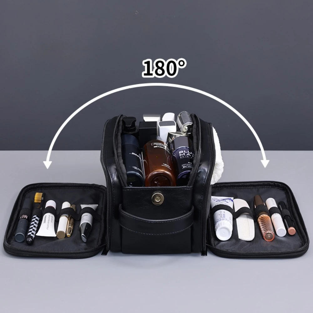 Multi Pockets PU Toiletry Bag For Women Men Travel Essentials Makeup Bags Waterproof Hanging Bag Cosmetic Washing Organizer Bag