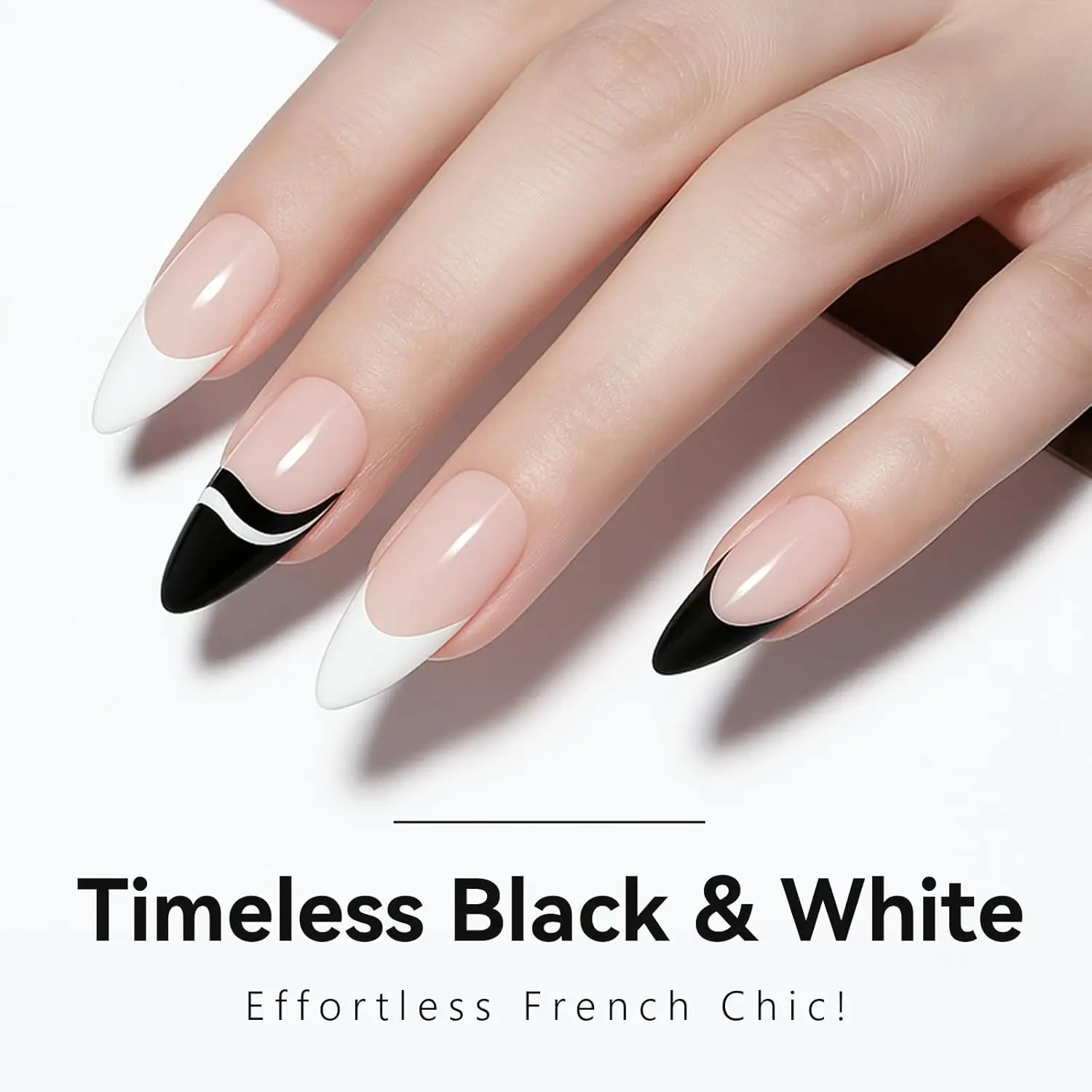 Nail Gel Nail Polish Liner Set 8ML 2 Color Nail Art Summer French Polish White Black for French Tip Swirl Draw Soak Off