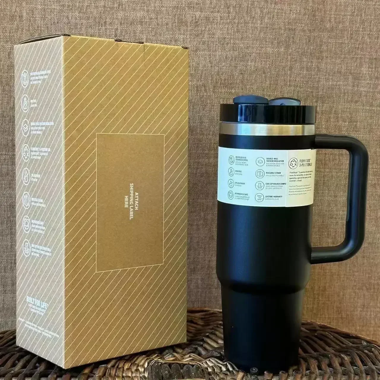 2025 Stainless Steel Thermal Travel Mug 40oz Vacuum Insulated Car Mug with Straw Thermal Iced Travel Cup for Picnic coffee mug