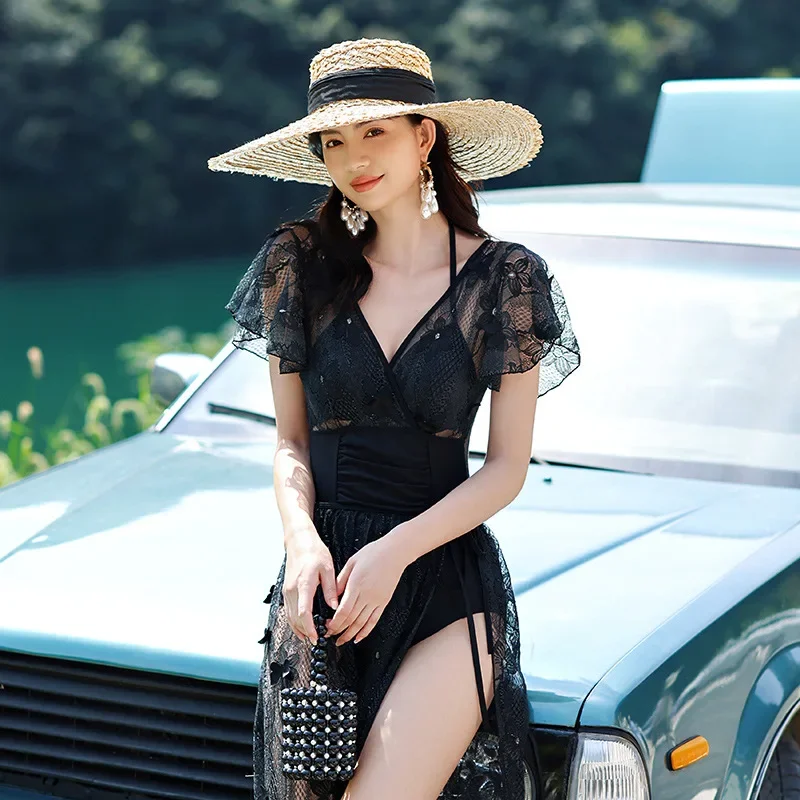 

Women's Swimsuit 2024 New One-piece Bikini Two-piece Sexy Small Chest Gathered Show Thin Coverup Bathing In Hot Spring Swimsuit