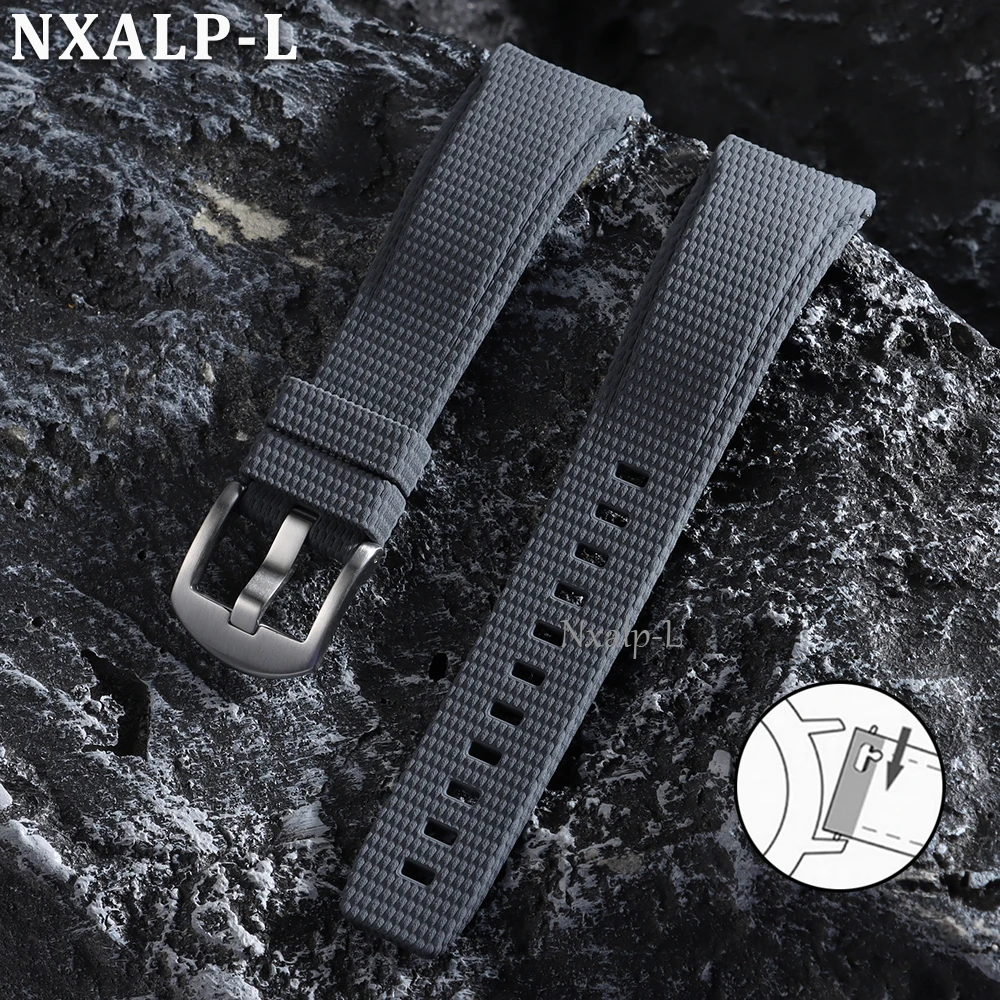 Premium Curved End Waterproof FKM Fluororubber Watch Strap with Quick Release - Available in 20mm, 21mm, 22mm Sizes
