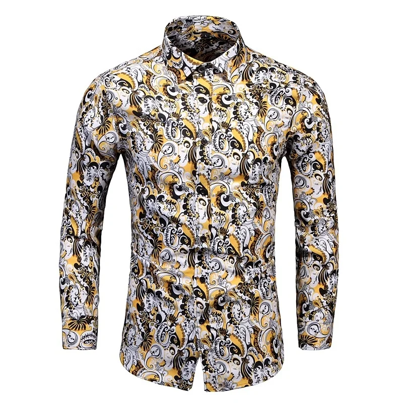 

#4618 Spring Autumn Vintage Shirt Men Plus Size 7XL Long Sleeve Slim Fit 3d Printed Shirt Male Big Size Mens Shirts Regular Fit