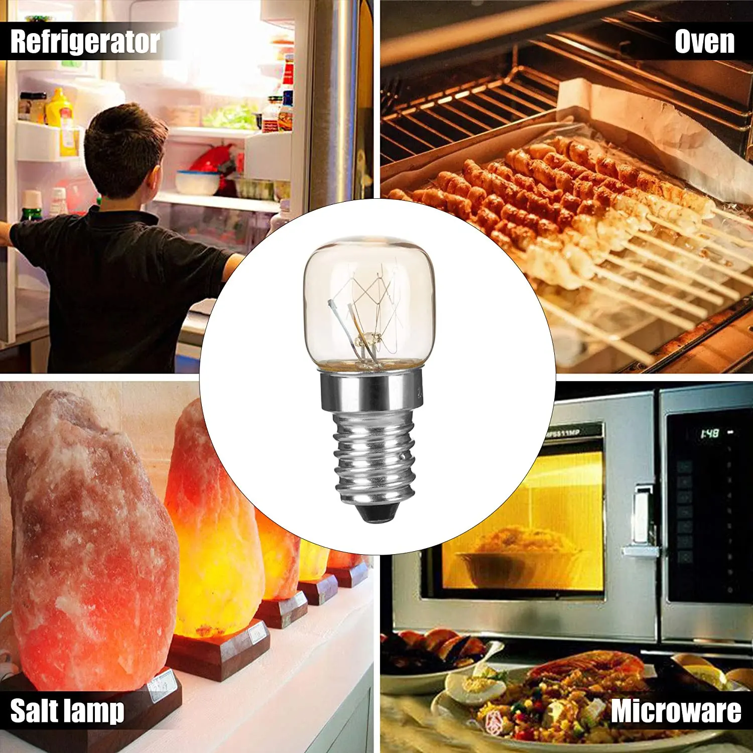 6 Pack Light bulb T26 E12/E14/E17/E27/B22 25/15W 120V/230V Incandescent  Small Edison for Microwave,Oven, Fridege,Salt Lamp