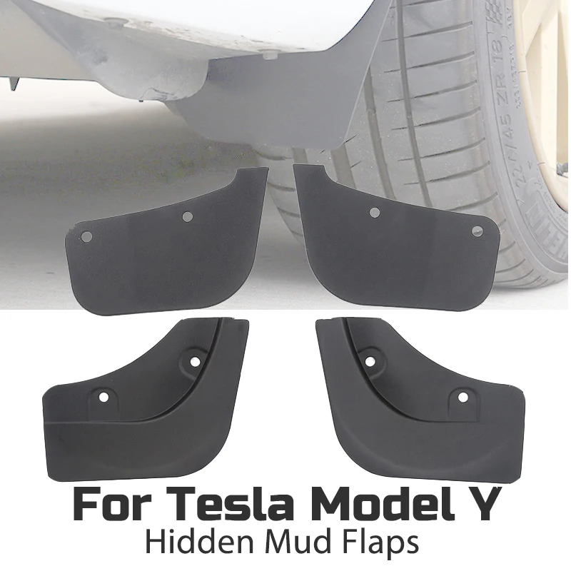 Car Mudguards Invisible Mud Flaps Tesla Model Y Hidden Wheel Mudguards Soft TPE Mudflaps Front Rear Fender Car Accessories