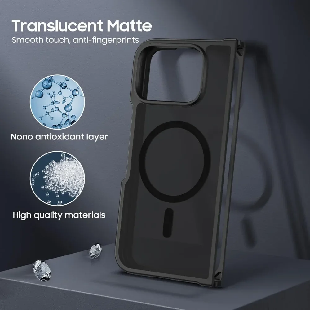 Elegant Translucent Magnetic Phone Case with Anti-Drop Protection and Wireless Charging Compatibility