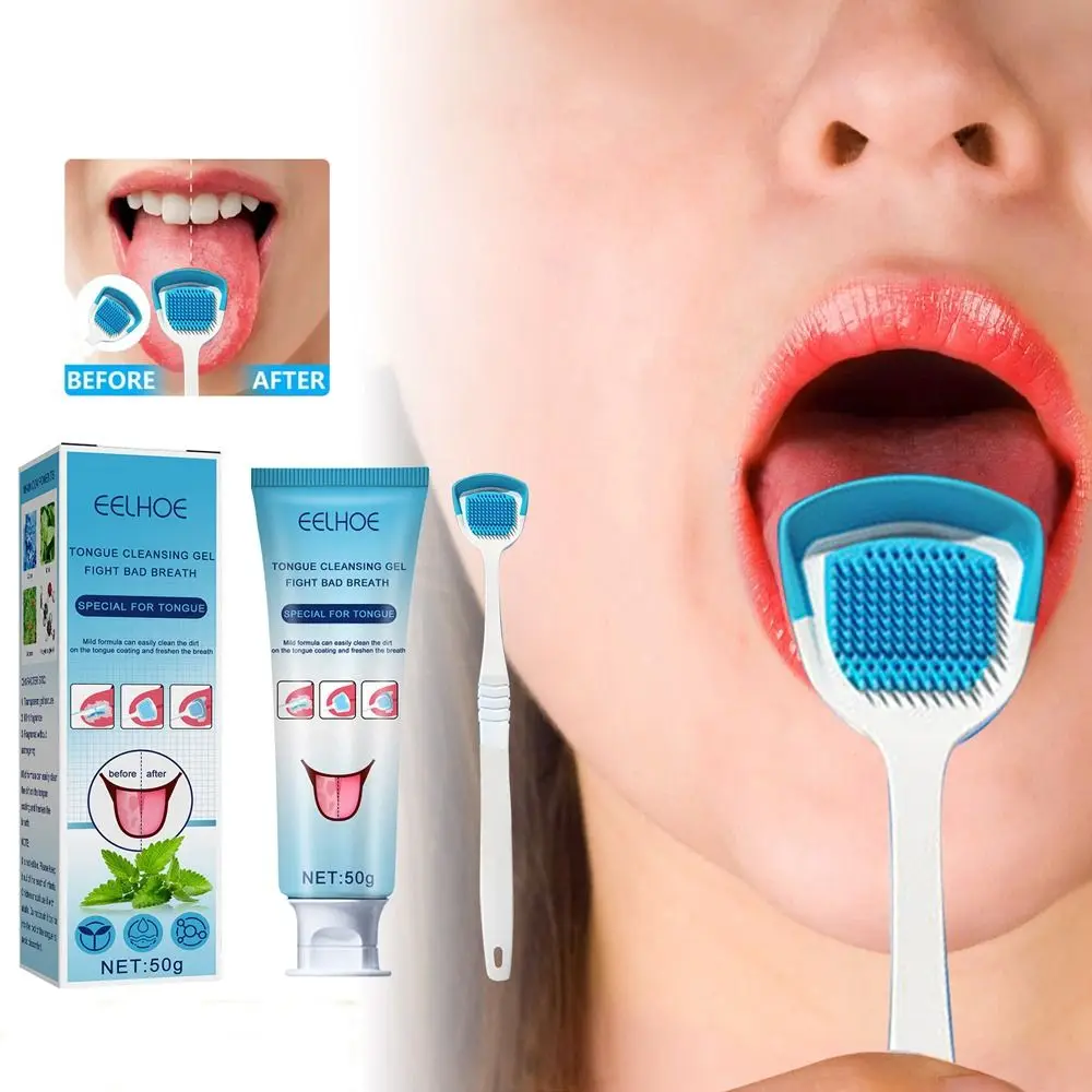 

Cleaning Gel Fresh Breath Silicone Scraper Toothbrush Tongue Cleaning Gel Set Tongue Coating Cleaning Gel Tongue Cleaning Kit