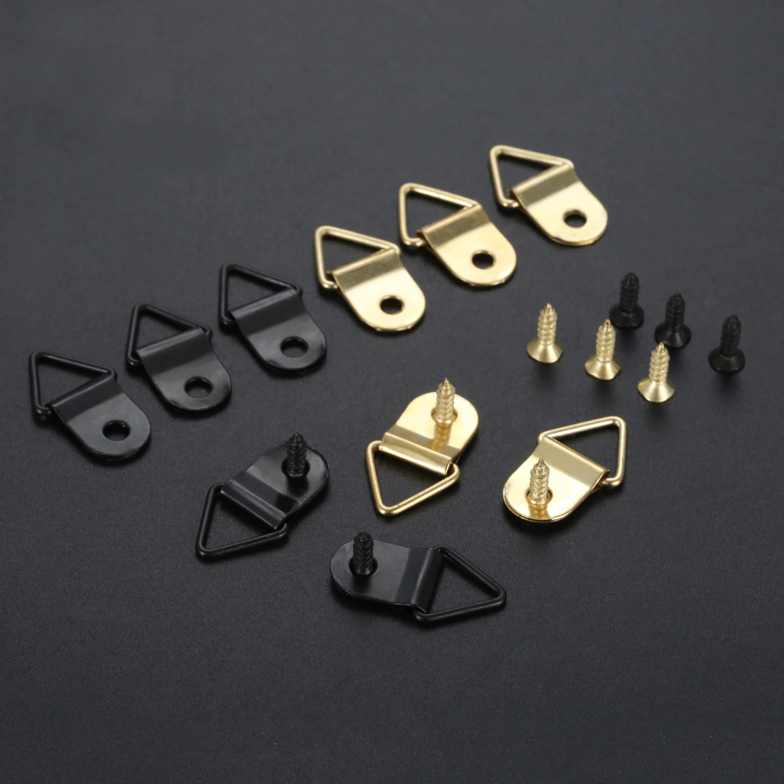 Wall Hooks,Picture Frame Hangers,Hanging Hooks 50pcs/set Metal Picture Frame Hangers w/screw Photo Hanging Hook Triangle Ring Wall Mount Attached Nails Display Painting Decor
