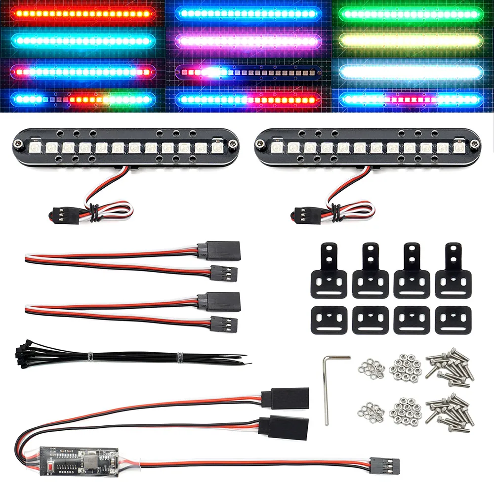 RC LED 2 Lichtleisten 28 Modi Dachlampe Scheinwerfer Rücklicht Kit Stoßstangenlicht für Traxxas RC Car Truck Crawler Tamiya Losi HPI