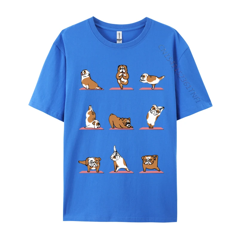 Tops & Tees EnglishBulldogYogaVintage Labor Day Cheap Unique Short Sleeve 100% Cotton O-Neck Men T-Shirt Unique Top T-shirts EnglishBulldogYogaVintage blue