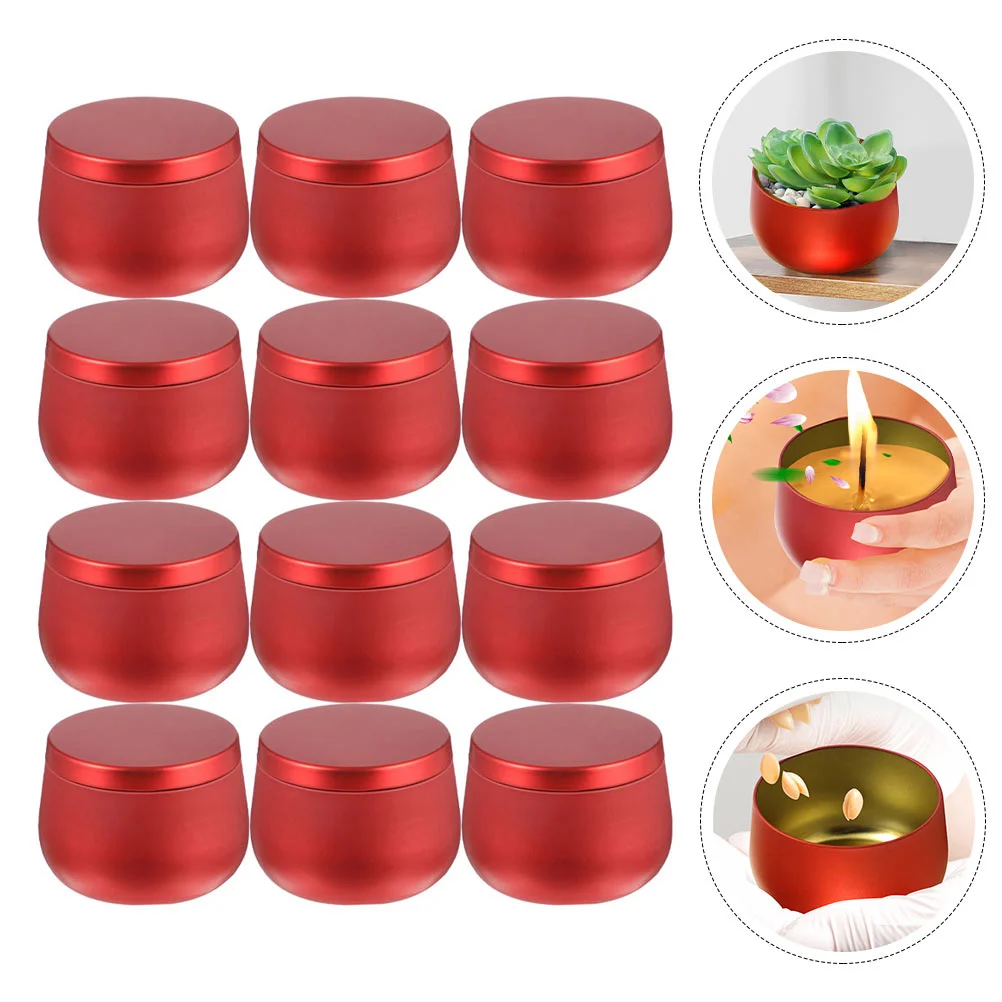 

12 Pcs Belly Storage Jar Tinplate Tins Boxes with Cover Round Canisters Tea Sealed Cans Metal Travel Containers