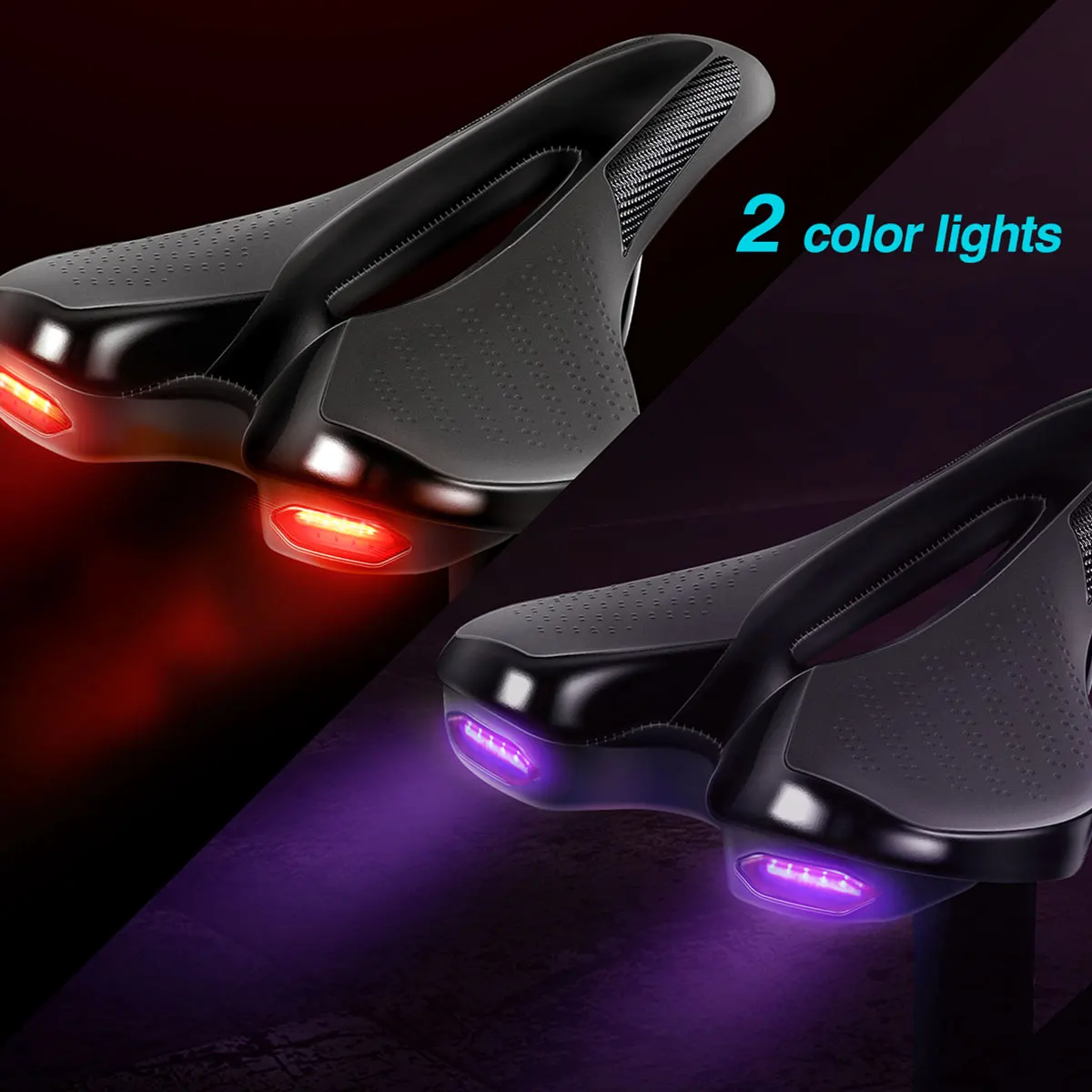 

Road Bike Saddle MTB Bicycle Seat With Warning Taillight Mountain Cycling Racing PU Breathable Soft Seat Cushion USB Charging