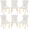 Dining Chairs Set of 6, Luxury Velvet Tufted Legs & Nailhead Trim, Back Lion Head Pull Ring & Rhomboid Pattern, Kitchen Chairs 1