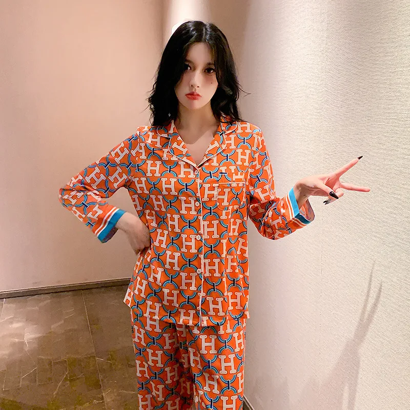 Satin Silk Pajamas for Women Summer Pyjamas Home Clothes Women Nightwear Pajama Set Long Sleeve Nightgown Plus Size Sleepwear