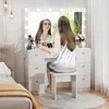Vanity Makeup Desk with Lighted Mirror, Power Outlet, Soft Stool and 7 Drawers, 3 Color Lighting Modes Adjustable Brightness 2