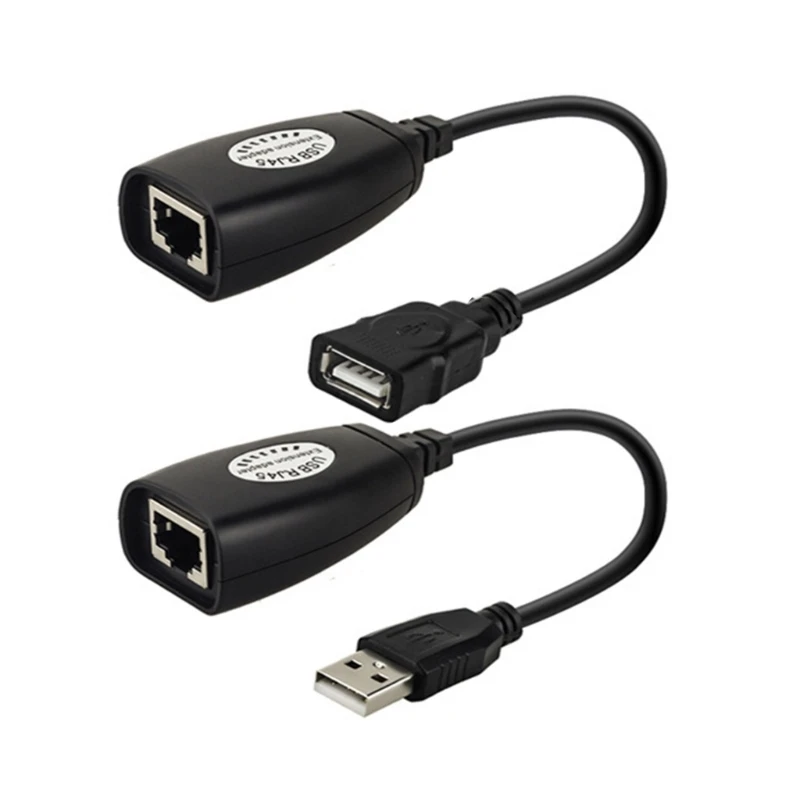 

2x Ethernet Extension Cable USB to RJ45 LAN Connector Ethernet Line Adapter 50m Signal Amplifier Computer Accessories Dropship