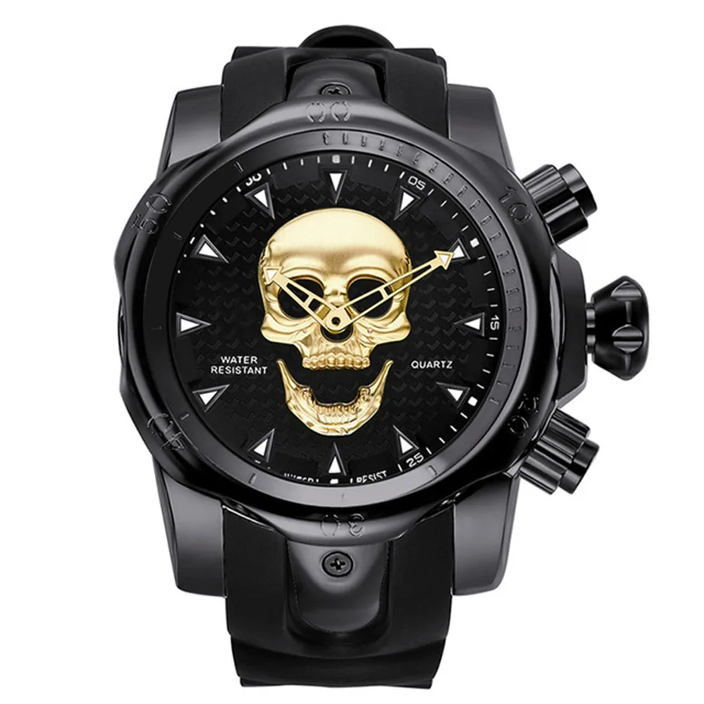 New Cool Skull Watch Men Watches Fashion Water Resistant Quartz Wristwatches Sports Watch Male Relogios Masculinos Drop Shipping