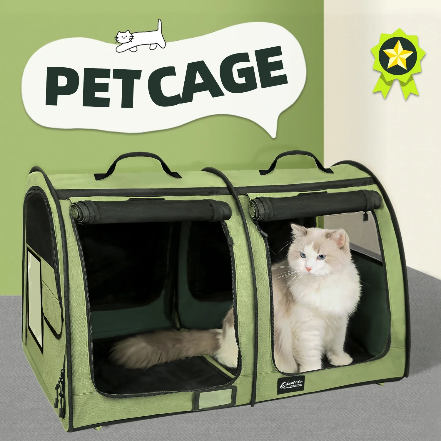 EFCAT Portable Cat Show Cage Pet Car Seat Cage Foldable Cattery Delivery Room Cat House