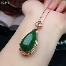 

[MeiBaPJ] Natural Water Drop Jasper Gemstone Pendant Necklace 925 Pure Silver Fine Wedding Jewelry for Women