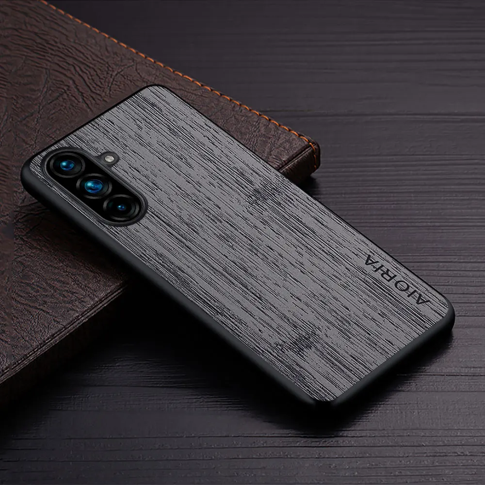 Luxury Bamboo Wood Pattern Leather Phone Case - Premium Design Cover