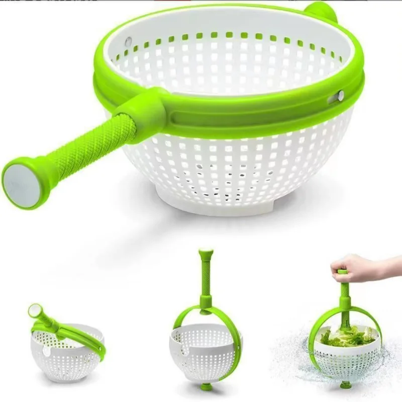 Salad Rotary Draining Basket Kitchen Vegetable and Fruit Drying Cleaning Centrifugal Dehydrator kitchen gadgets kitchen drainage basket