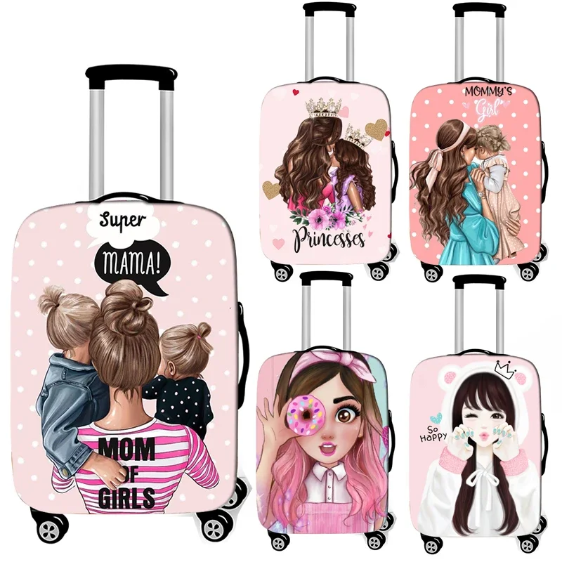 Cartoon Girls / Super Mom Print Luggage Cover Travel Accessories Trolley Case Baggage Protective Covers Anti-dust Suitcase Cover luggage cover